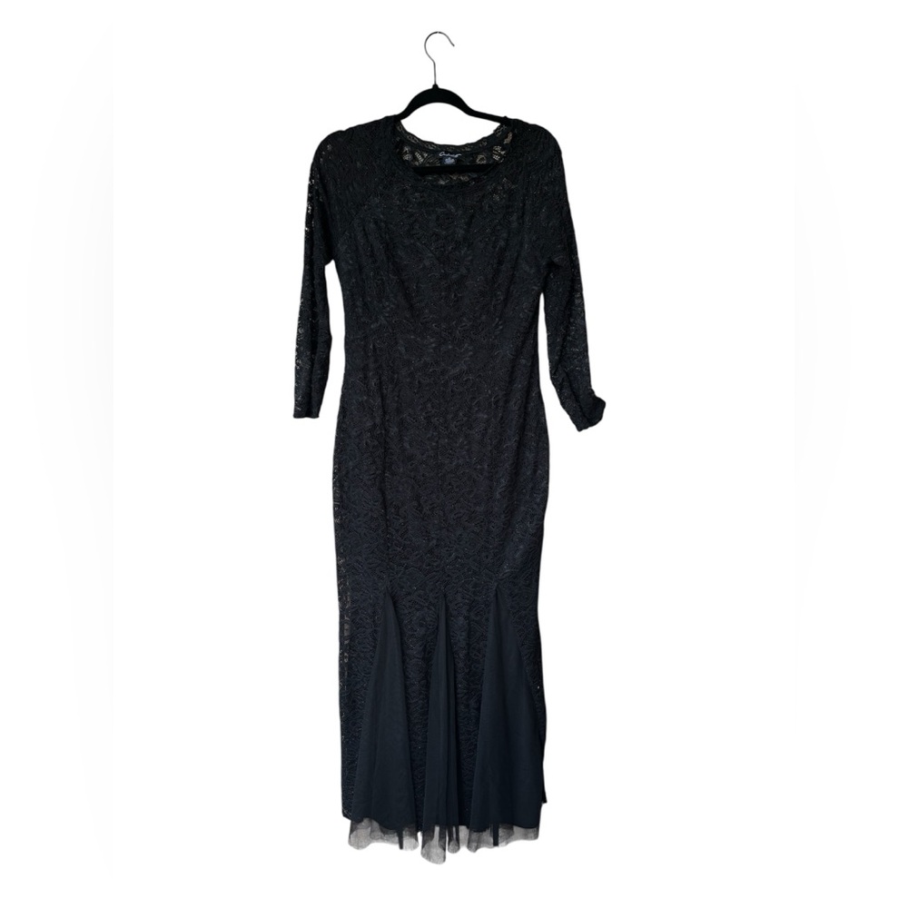 Candalette Black Lace Long Sleeve Dark Cottagecore Witchy Stretch Dress Sz‎ L